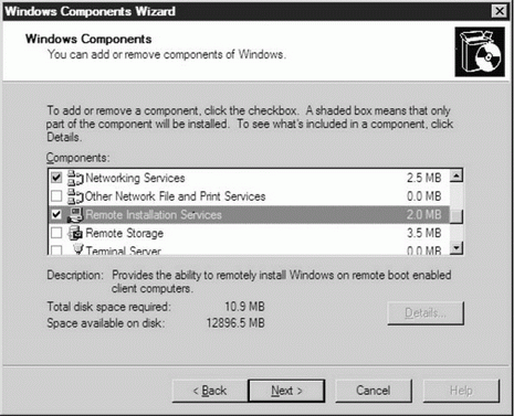 Установка RIS из окна Add/Remove Windows Components
