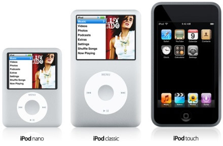Новая линейка  плееров Apple: iPod nano, iPod classic, iPod touch
