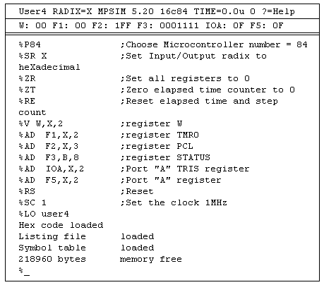 Вид рабочего окна симулятора MPSIM.