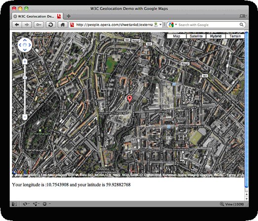 Снимок с экрана страницы, которая показывает ваши координаты и карту, центрированную по этим координатам