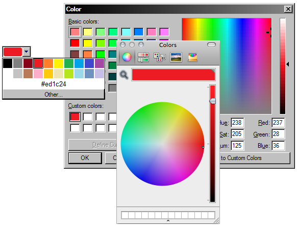 Элемент ввода color, и собственные инструменты выбора цвета в Windows и OS X
