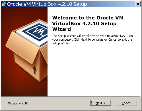 Первое окно установки программы VirtualBox