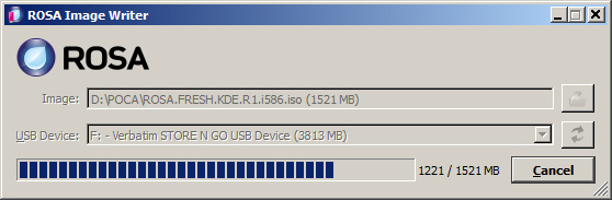 Процесс записи ROSA Desktop Fresh R1 на USB-накопитель (флешку)