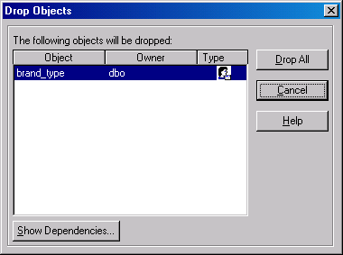  Диалоговое окно Drop Objects (Удалить объекты)