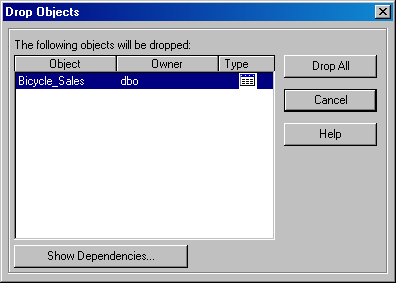  Диалоговое окно Drop Objects (Удаление объектов)