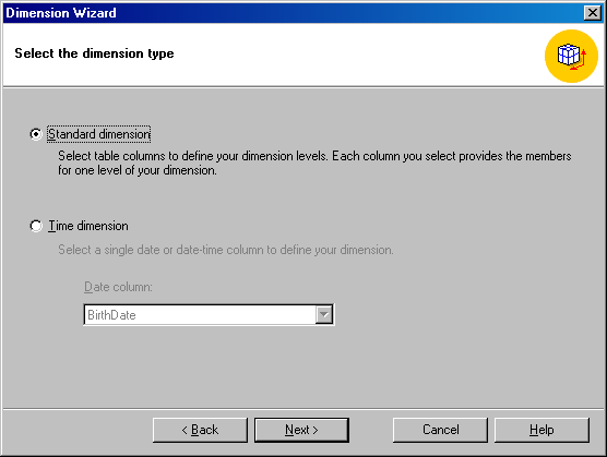 Окно Select the dimension type (Выбор типа размерности)