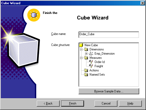 Окно Finish the Cube Wizard (Завершение работы мастера создания куба)