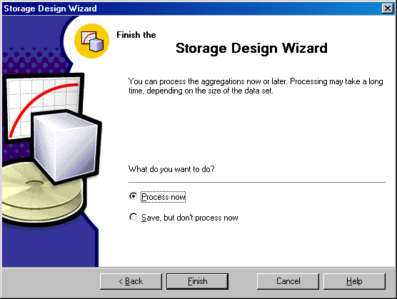 Окно Finish the Storage Design Wizard (Завершение работы мастера)