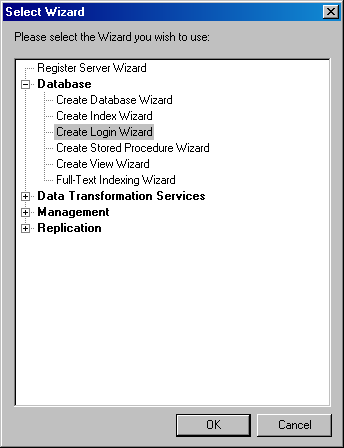 Окно Select Wizard