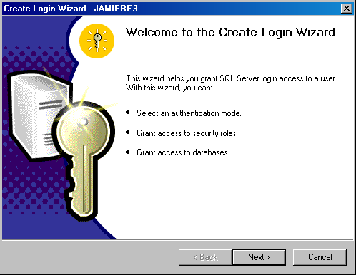 Начальное окно мастера Create Login Wizard