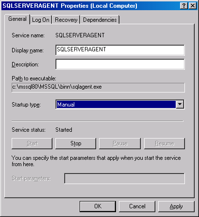 Окно свойств SQL Server Agent
