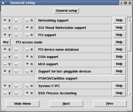 Меню General setup