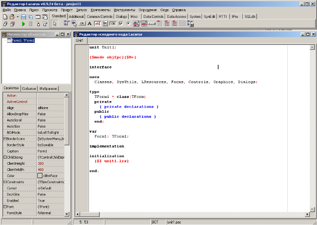 Среда визуального программирования Lazarus