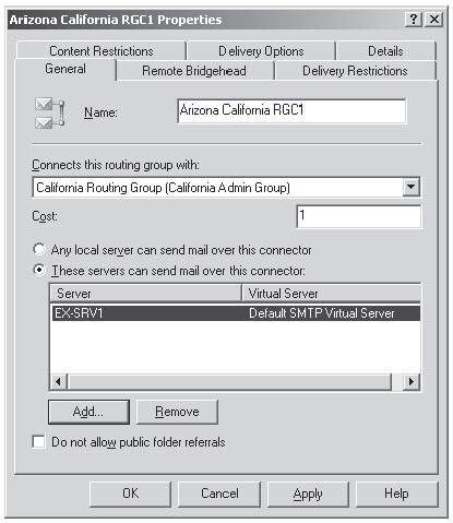 Указание серверов, которые могут отправлять электронную почту через рассматриваемый коннектор