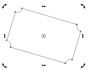 Объект нарисован инструментом 3-Point Rectangle (Прямоугольник по трем точкам) с настройкой углов прямоугольника (фаски) на панели атрибутов