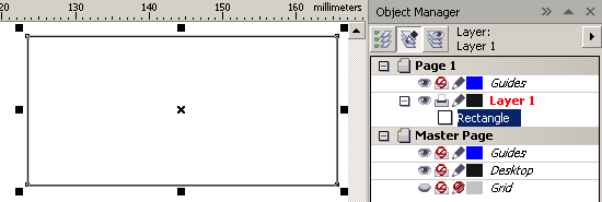 Прямоугольник размещен в главном слое Layer 1