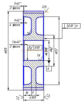 Чертеж "Колесо цилиндрическое косозубое"