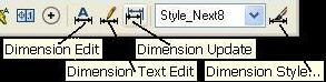 Кнопки редактирования панели инструментов Dimension