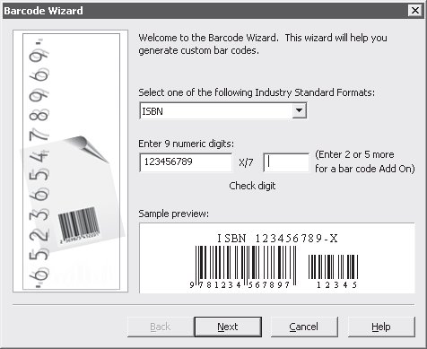 Окно утилиты Corel Barcode Wizard