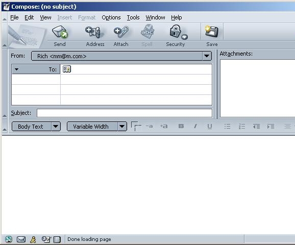 Окно Создание сообщения программы Netscape Messenger