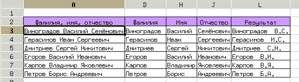 Пример преобразования списка