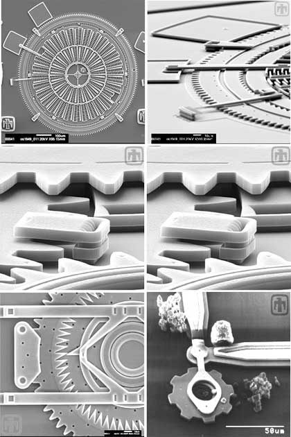 Примеры механических устройств и элементов, изготовленных с помощью микросистемных технологий в Sandia National Laboratories