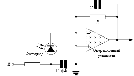 Схема включения фотодиода в режиме фотопроводимости
