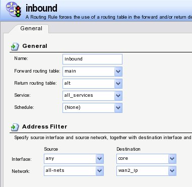 Пример настройки правила (Routing Rule) при применении проброса портов