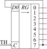 Схема датчика сигналов на основе регистра сдвига