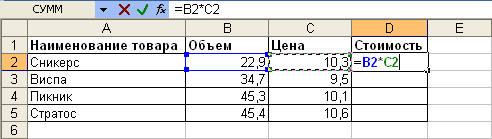 Ввод формулы с клавиатуры