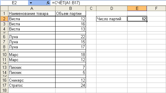 Расчет количества ячеек, содержащих числа, с использованием функции "СЧЕТ"