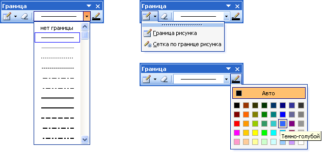 Выбор линии для обрамления и способа рисования границ