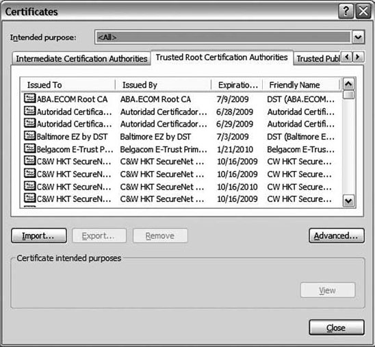 Источники корневых доверенных сертификатов в Web-браузере
