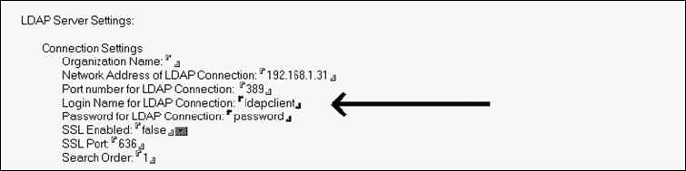 Login Name for LDAP Connection (Имя для входа в LDAP) и Password for LDAP Connection (Пароль для входа в LDAP)