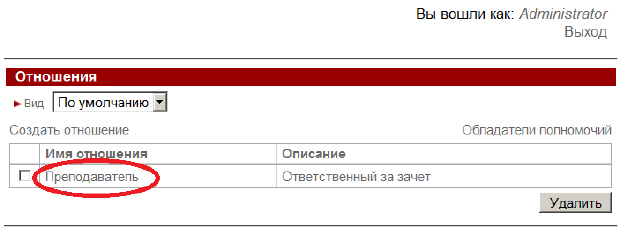 Редактирование отношения