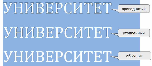 Видоизменение приподнятый и утопленный 