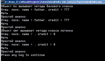 Объект потомка наследует поля и методы родителя