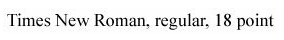 Пример типа шрифта с засечками, Times New Roman, нормального (не жирного и не курсива), размером 18 pt