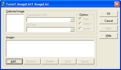 Окно загрузки изображений компонента ImageList