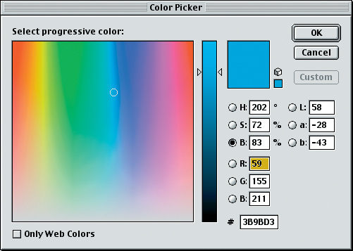 Диалоговое окно Ink Colors с палитрой цветов Color Picker