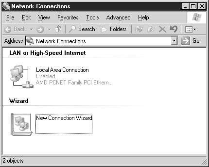 Окно Network Connections (Сетевые подключения)