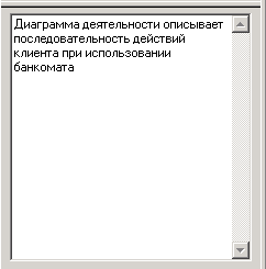 Внешний вид окна документации с информацией о диаграмме деятельности модели