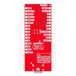 Red-V Thing Plus вид снизу, показывающий распиновку панели (Взято с SparkFun Electronics, в рамках CC BY 2.0)