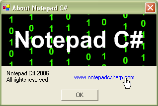 Окно About Notepad C#