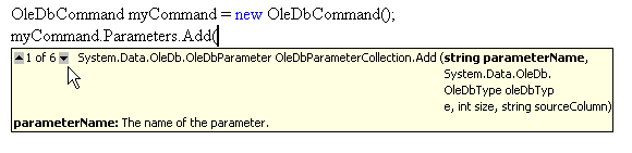  Конструктор метода Add свойства Parameters объекта Command поставщика данных OLE DB