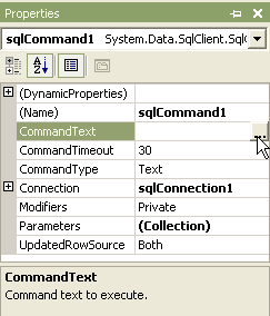 Свойство CommandText объекта sqlCommand1