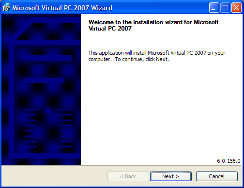 Мастер установки Virtual PC