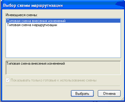 Окно "Выбор схемы маршрутизации"