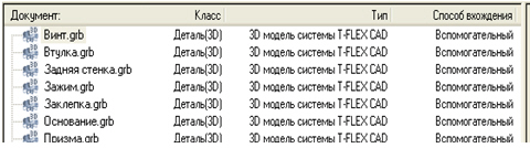 Окно конвертируемых  документов T-FLEX CAD