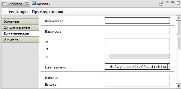 Страница Динамические панели свойств